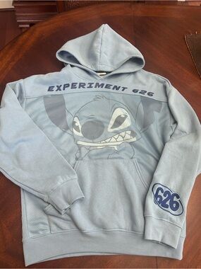 NWOT Disney Stitch Light Blue "Experiment 626" Graphic Hoodie Sweatshirt